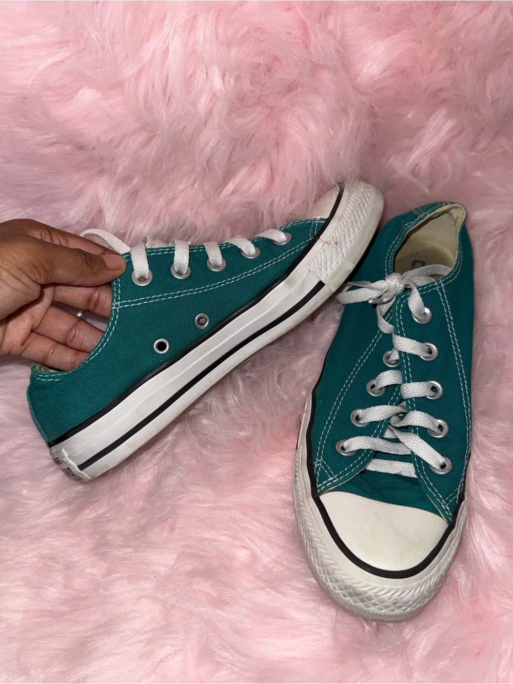 Converse All Star Deep Teal Low-Top Canvas Sneakers—Size: 6